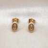 Oro Laminado Stud Earring, Gold Filled Style Guadalupe Design, Polished, Golden Finish, 02.60.0169