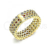 Oro Laminado Multi Stone Ring, Gold Filled Style with Multicolor Micro Pave, Polished, Golden Finish, 01.210.0148.08