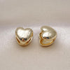 Oro Laminado Huggie Hoop, Gold Filled Style Heart Design, Polished, Golden Finish, 02.163.0333.13