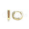 Oro Laminado Huggie Hoop, Gold Filled Style with Garnet Micro Pave, Polished, Golden Finish, 02.210.0598.1.10