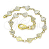 Oro Laminado Fancy Bracelet, Gold Filled Style Heart Design, Diamond Cutting Finish, Golden Finish, 03.326.0024.07