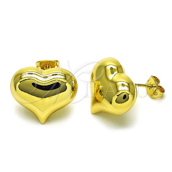 Oro Laminado Stud Earring, Gold Filled Style Chunky and Hollow Design, Polished, Golden Finish, 02.341.0197