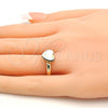 Oro Laminado Multi Stone Ring, Gold Filled Style Heart Design, with Aurore Boreale Swarovski Crystals, Polished, Golden Finish, 01.239.0002.6 (One size fits all)