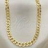 Oro Laminado Basic Necklace, Gold Filled Style Pave Cuban Design, Diamond Cutting Finish, Golden Finish, 5.223.003.30