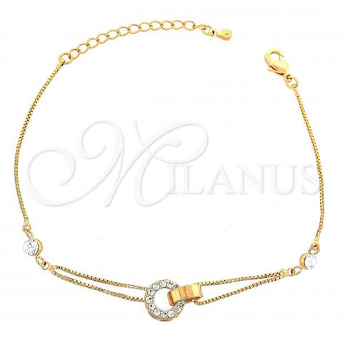 Oro Laminado Fancy Bracelet, Gold Filled Style with White Crystal, Golden Finish, 03.171.0001