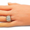 Oro Laminado Multi Stone Ring, Gold Filled Style with White Micro Pave, Polished, Golden Finish, 01.346.0011.09