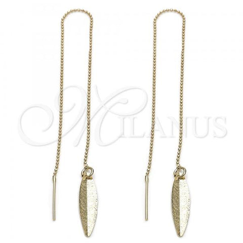 Oro Laminado Threader Earring, Gold Filled Style Leaf Design, Golden Finish, 5.115.004