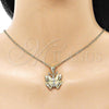 Oro Laminado Fancy Pendant, Gold Filled Style Butterfly Design, with White Cubic Zirconia, Polished, Golden Finish, 05.411.0033
