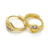 Oro Laminado Huggie Hoop, Gold Filled Style with Amethyst and White Crystal, Polished, Golden Finish, 02.165.0145.4