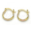 Oro Laminado Small Hoop, Gold Filled Style Diamond Cutting Finish, Tricolor, 02.96.0085.2.15