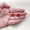 Oro Laminado Dangle Earring, Gold Filled Style Lips Design, Red Enamel Finish, Golden Finish, 02.411.0080