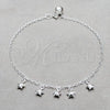 Sterling Silver Fancy Anklet, Star Design, Polished, Silver Finish, 03.409.0056.10