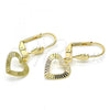 Oro Laminado Dangle Earring, Gold Filled Style Heart Design, Golden Finish, 5.082.008