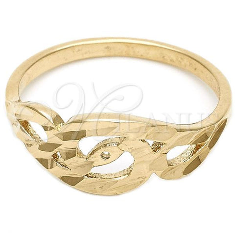 Oro Laminado Elegant Ring, Gold Filled Style Evil Eye Design, Diamond Cutting Finish, Golden Finish, 01.63.0557.06 (Size 6)