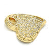 Oro Laminado Fancy Pendant, Gold Filled Style Heart Design, Diamond Cutting Finish, Golden Finish, 5.179.026
