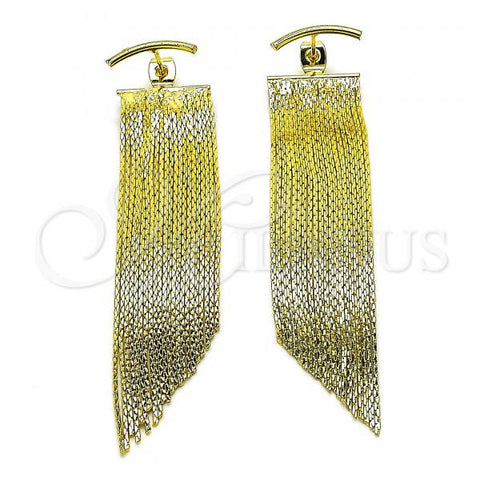 Oro Laminado Long Earring, Gold Filled Style Diamond Cutting Finish, Golden Finish, 02.341.0143