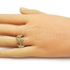 Oro Laminado Elegant Ring, Gold Filled Style Star Design, Polished, Golden Finish, 01.341.0173