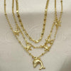 Oro Laminado Fancy Necklace, Gold Filled Style Dolphin and Star Design, Polished, Golden Finish, 04.213.0266.16