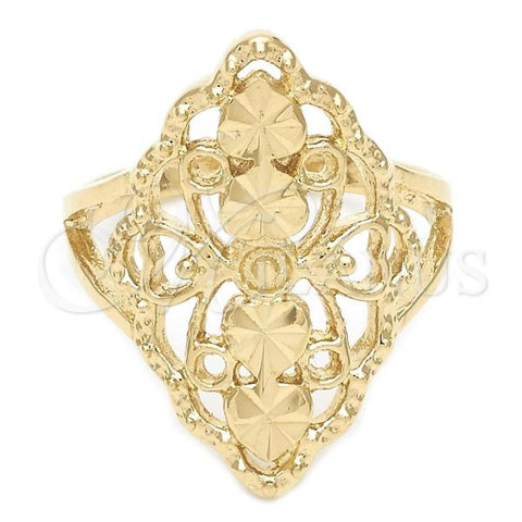 Oro Laminado Elegant Ring, Gold Filled Style Diamond Cutting Finish, Golden Finish, 01.63.0454.07 (Size 7)