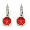 Rhodium Plated Leverback Earring, with Padparadscha Swarovski Crystals, Polished, Rhodium Finish, 02.239.0007.7