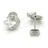 Sterling Silver Stud Earring, Heart Design, with White Cubic Zirconia, Polished,, 02.285.0038