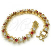 Oro Laminado Tennis Bracelet, Gold Filled Style with Garnet and White Cubic Zirconia, Polished, Golden Finish, 03.210.0076.1.08