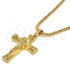 Oro Laminado Pendant Necklace, Gold Filled Style Crucifix Design, Polished, Golden Finish, 04.242.0062.30