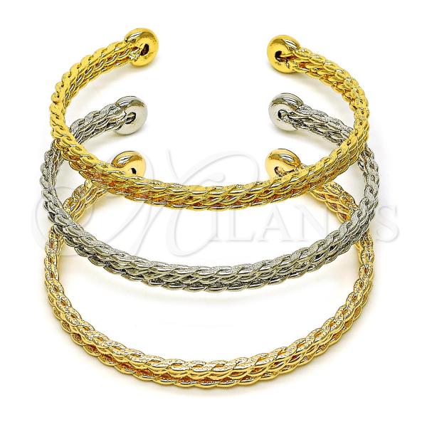 Oro Laminado Trio Bangle, Gold Filled Style Polished, Tricolor, 07.170.0033