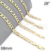 Oro Laminado Basic Necklace, Gold Filled Style Figaro Design, Polished, Golden Finish, 04.63.1187.28