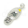 Sterling Silver Fancy Pendant, Shoes and Palm Tree Design, Multicolor Enamel Finish,, 05.398.0024