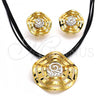 Oro Laminado Necklace and Earring, Gold Filled Style Spiral and Leaf Design, Polished, Two Tone, 06.59.0112.1