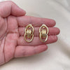 Oro Laminado Stud Earring, Gold Filled Style Hollow Design, Polished, Golden Finish, 02.196.0152
