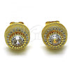 Oro Laminado Stud Earring, Gold Filled Style with White Cubic Zirconia and White Micro Pave, Polished, Golden Finish, 02.342.0212