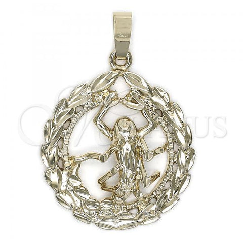 Oro Laminado Fancy Pendant, Gold Filled Style Scorpion Design, Diamond Cutting Finish, Golden Finish, 5.187.013