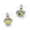 Rhodium Plated Stud Earring, with Luminous Green Swarovski Crystals and White Cubic Zirconia, Polished, Rhodium Finish, 02.26.0145.1
