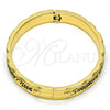 Gold Tone Individual Bangle, Heart Design, Black Enamel Finish, Golden Finish, 07.252.0030.05.GT (07 MM Thickness, Size 5 - 2.50 Diameter)