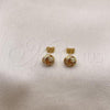Oro Laminado Stud Earring, Gold Filled Style Love Knot Design, Diamond Cutting Finish, Golden Finish, 02.63.2383