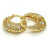 Oro Laminado Medium Hoop, Gold Filled Style with White Crystal, Polished, Golden Finish, 02.170.0180.1.30