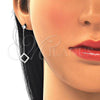 Sterling Silver Long Earring, with Multicolor Cubic Zirconia, Polished, Rhodium Finish, 02.366.0003