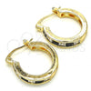 Oro Laminado Small Hoop, Gold Filled Style with Black and White Cubic Zirconia, Polished, Golden Finish, 02.210.0294.3.20