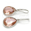 Rhodium Plated Dangle Earring, Teardrop Design, with Light Peach Swarovski Crystals, Polished, Rhodium Finish, 02.239.0016.2