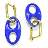 Oro Laminado Huggie Hoop, Gold Filled Style Blue Enamel Finish, Golden Finish, 02.362.0006.2.12