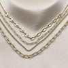 Stainless Steel Fancy Necklace, Puff Mariner and Paperclip Design, Polished, Golden Finish, 04.437.0003.16