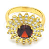 Oro Laminado Multi Stone Ring, Gold Filled Style with Garnet and White Cubic Zirconia, Golden Finish, 01.346.0008.08 (Size 8)