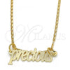 Oro Laminado Pendant Necklace, Gold Filled Style Nameplate Design, Polished, Golden Finish, 04.106.0024.20