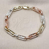 Oro Laminado Fancy Bracelet, Gold Filled Style San Judas Design, Polished, Tricolor, 03.411.0077.08