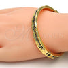 Gold Tone Individual Bangle, Heart Design, Black Enamel Finish, Golden Finish, 07.252.0030.05.GT (07 MM Thickness, Size 5 - 2.50 Diameter)