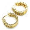 Oro Laminado Small Hoop, Gold Filled Style with Garnet and White Micro Pave, Polished, Golden Finish, 02.210.0289.1.20