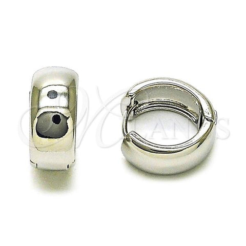 Rhodium Plated Huggie Hoop, Polished, Rhodium Finish, 02.195.0307.1.16