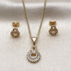 Oro Laminado Earring and Pendant Adult Set, Gold Filled Style Baguette Design, with White Cubic Zirconia and White Micro Pave, Polished, Golden Finish, 10.342.0248